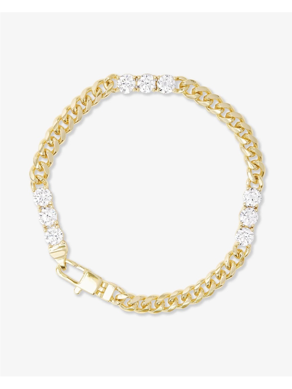 Melinda Maria Gold Cuban Chain Bracelet with Diamondettes- 5mm